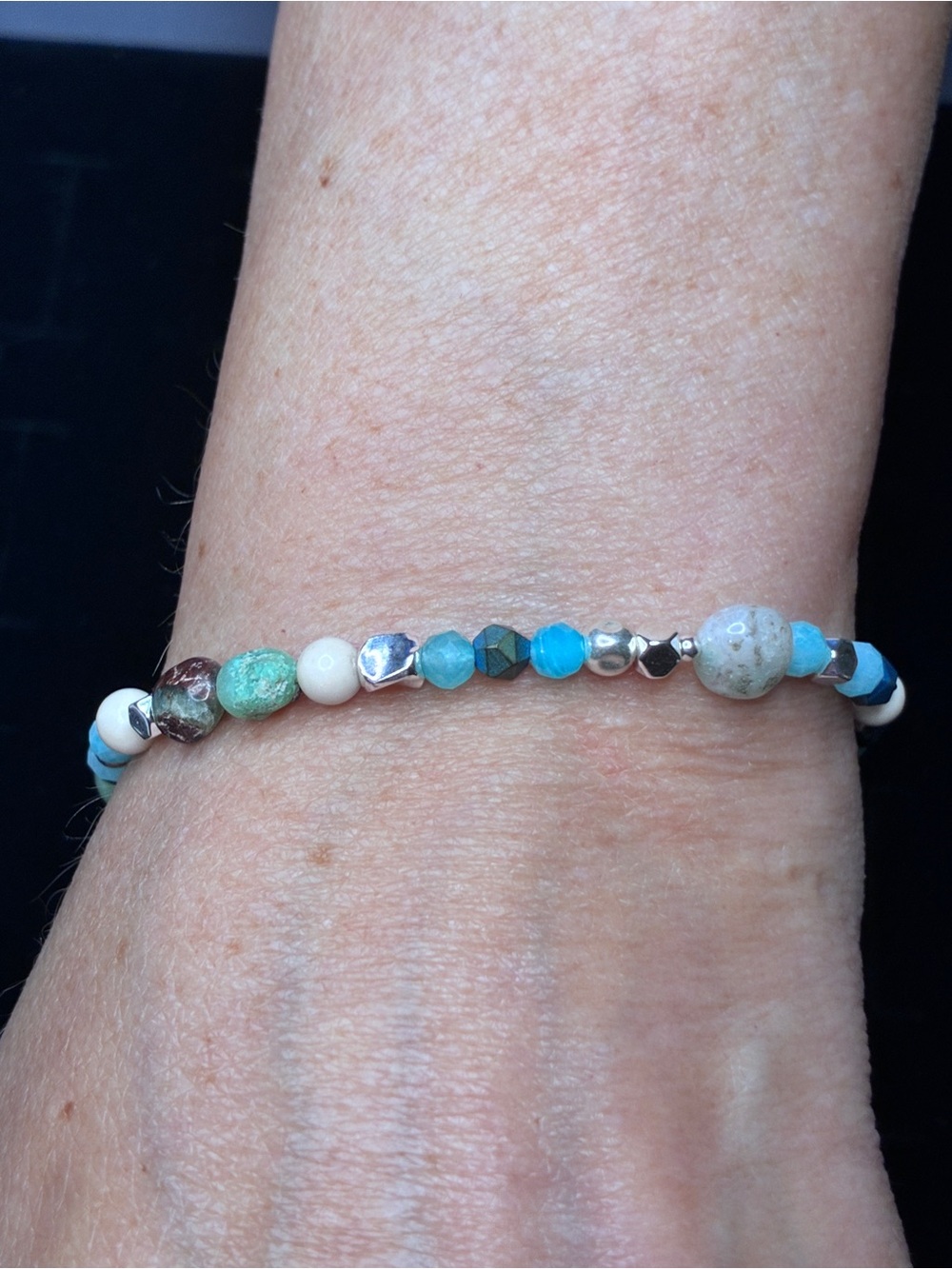 Silpada Handcrafted Blue & Turquoise Beaded Stretch Bracelet